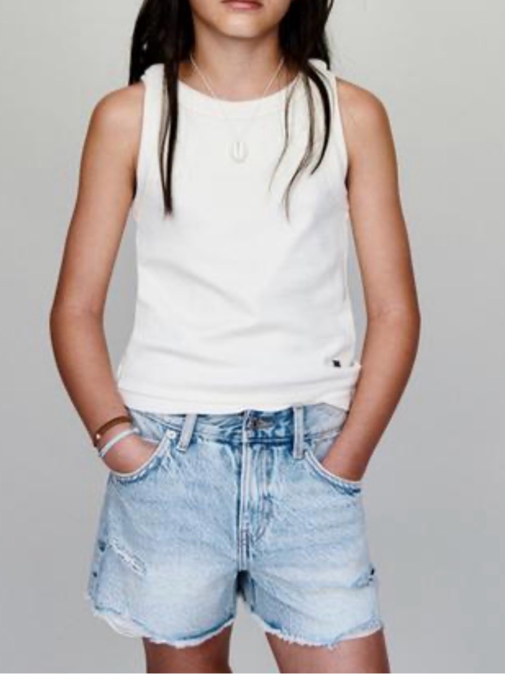 Zara Girls Denim Jean Shorts Size 13-14 Adjustable Waist